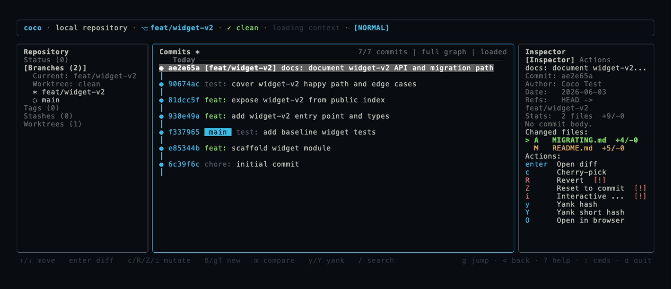 coco ui — Ayu Dark theme