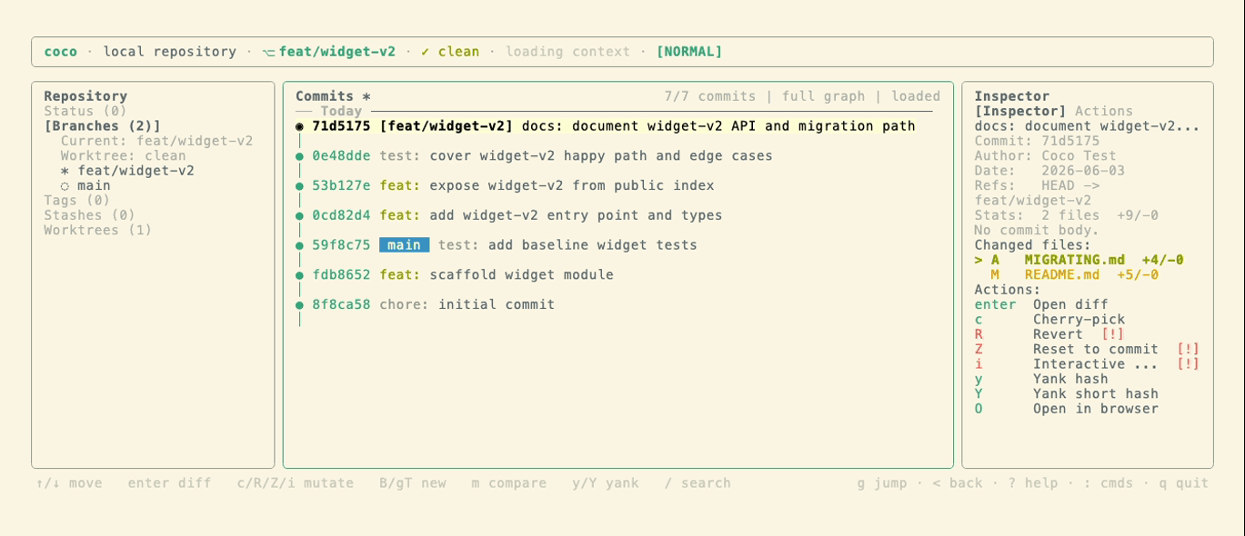 coco ui — Everforest Light theme