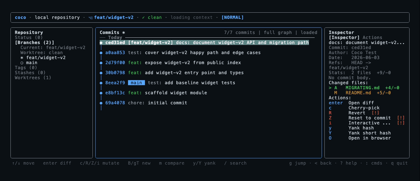 coco ui — GitHub Dark theme