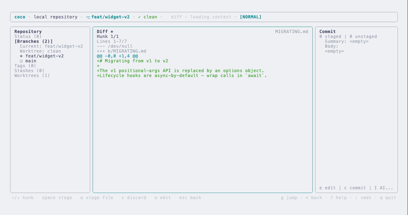 The diff view in the catppuccin-latte theme