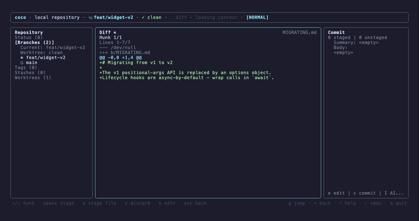 The diff view in the catppuccin theme