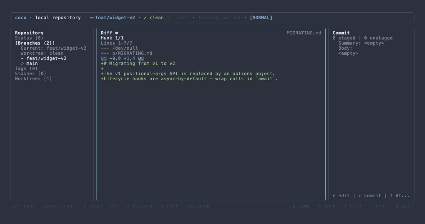 The diff view in the nord theme