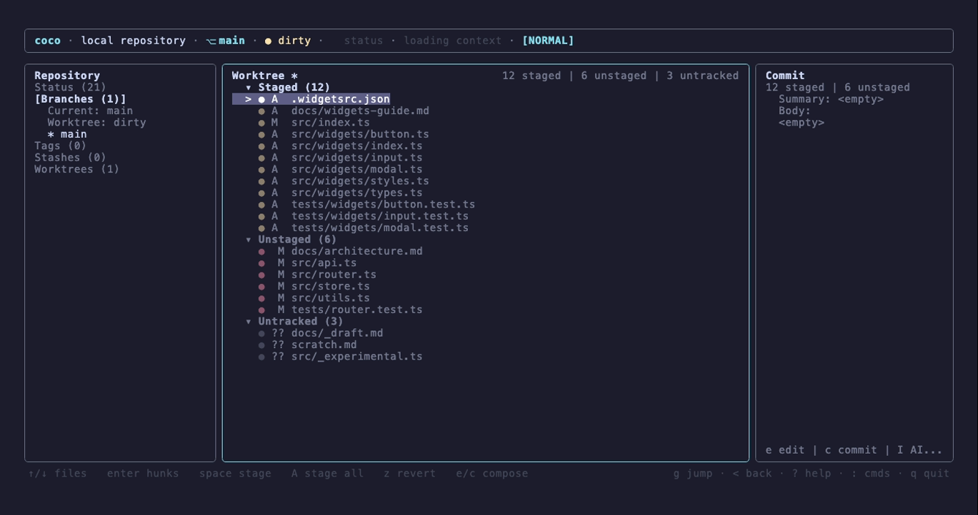 The status view in the catppuccin theme