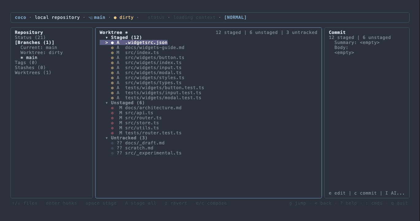 The status view in the nord theme
