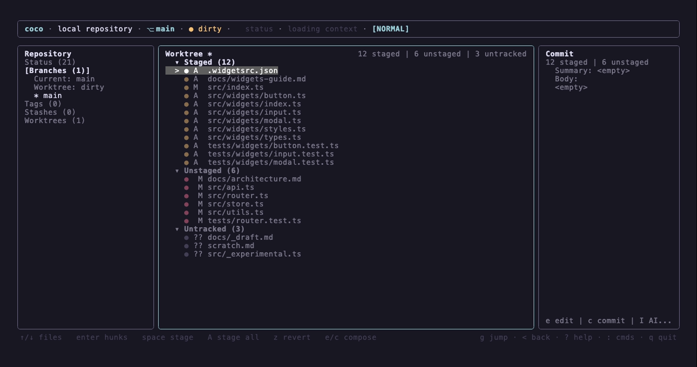The status view in the rose-pine theme