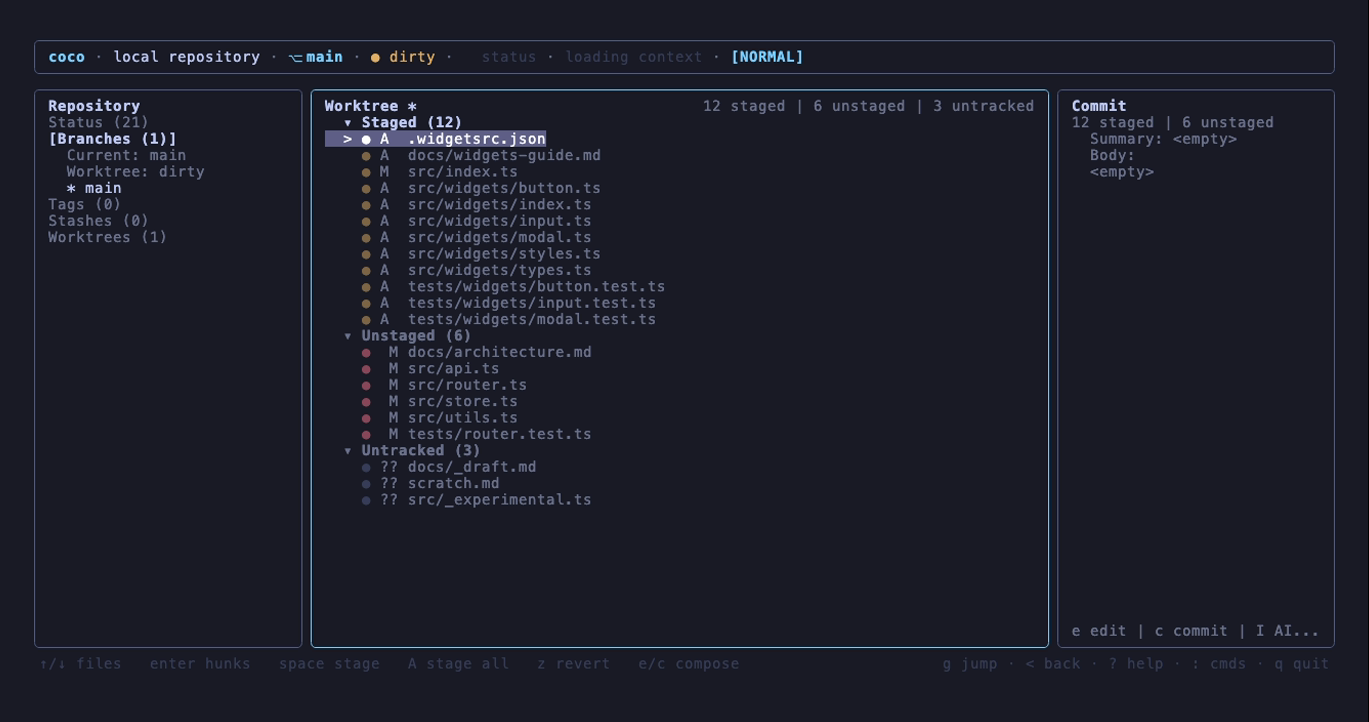 The status view in the tokyo-night theme